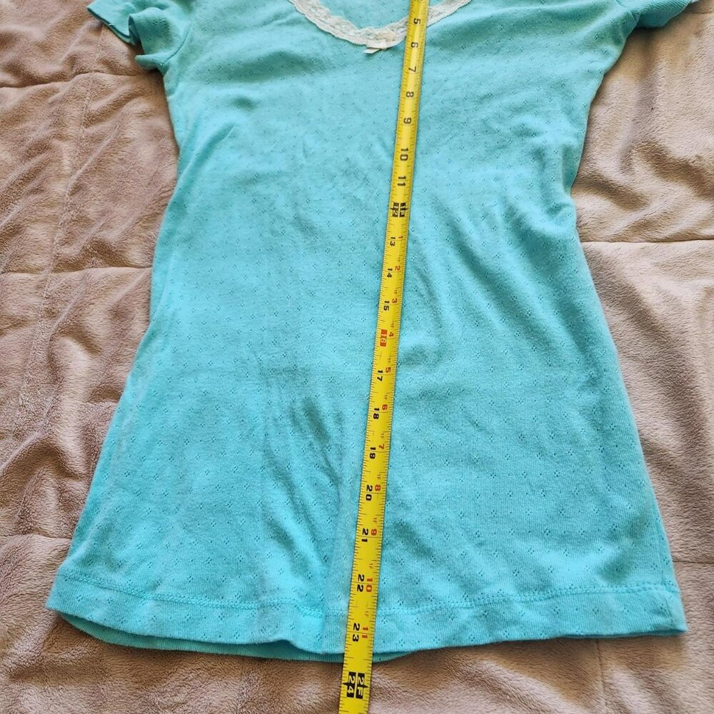 Covington pastel blue & white lace trim top Women Sz S y2k fairy core cottage - Picture 6 of 8